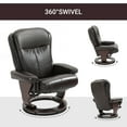 thumbnail image 4 of HOMCOM Swivel Recliner Chair Thick Padded with Storage Ottoman, Wrapped Wood Base & Faux Leather for Living Room, Bedroom, Office, Dark Brown, 4 of 8