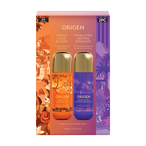 ORIGEN Himalayan Jasmine Serenade & Amalfi Love Bloom, Hair and Body Mist 7.9oz, Duo Set