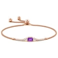 thumbnail image 2 of ANGARA Natural East West Bezel-Set Emerald-Cut Amethyst Bolo Bracelet in 14K Rose Gold for Women (Size-6x4mm) | February Birthstone, Anniversary, Jewelry Gift for Women | Natural Amethyst Bracelet, 2 of 7