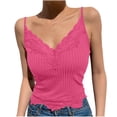 thumbnail image 2 of Zulora Women's V-Neck Sleeveless Crop Cami Top Lace Trim Spaghetti Strap Slim Fit Summer Essential, 2 of 6