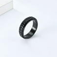 thumbnail image 3 of PAMTIER Unisex Stainless Steel Classic Hip Hop 6MM Plain Thin Stackable Square Grid Rotatable Fidget Ring Lucky Anxiety Relieve Band Black Size 10, 3 of 5