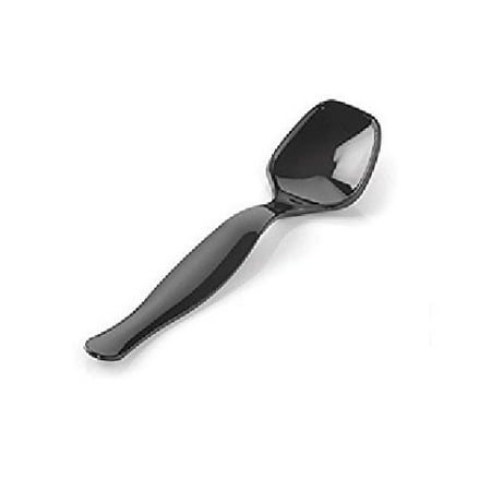 10 European Tablespoon - Fineline Settings 3302-BK-X, Platter Pleasers Black Plastic Serving Spoon, Catering Disposable Tablespoon for Serving Hot and Cold Foods (10)