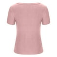 thumbnail image 4 of Babysbule Womens New Arrival Summer Tops Women's Casual Solid Color Short-Sleeved U-Neck Top, 4 of 5
