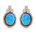 thumbnail image 2 of Jewelili 14K Rose Gold Plated Sterling Silver Created Opal Stud Earrings, 2 of 2