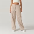 thumbnail image 2 of Women's Zip Front Palazzo Pants with Cargo Pockets High Waist Comfortable Wide Leg Trousers in Soft Cotton, 2 of 8