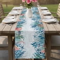 thumbnail image 4 of Vintage Coastal Coral Table Runner 70 Inches, Nautical Blue Conch Starfish Ocean Bed Runner Dresser Scarves Tabletop for Indoor Outdoor Parties/Ceremony/Banquet, 13" x 70", 4 of 9