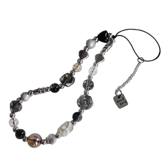 WINDLAND Trendy Flower Beaded Pendant Phone Chains Y2K Heart Phone Charm Strap Ornament Fashionable Jewelry for Phone Accessories