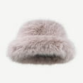 thumbnail image 2 of Women's Faux Fur Bucket Hats Fluffy Winter Warm Wide Brim Fisherman Cap Purple, 2 of 2