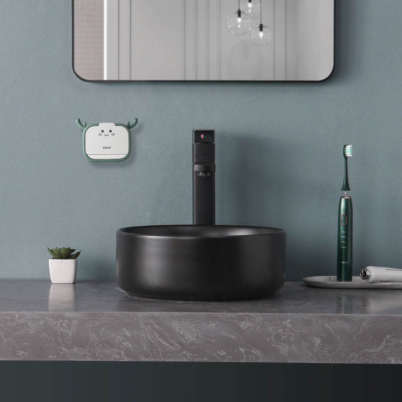 12" Matte Black Basin with Pop Up Drain Round Counter Top Vessel Bathroom Sinks