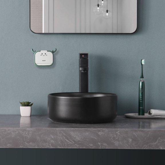 ABX 12" Matte Black Basin with Pop Up Drain Round Counter Top Vessel Bathroom Sinks