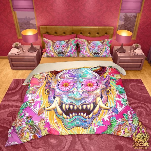 Juego de cama psicodélico, edredón o colcha, funda de cama indie, dormitorio