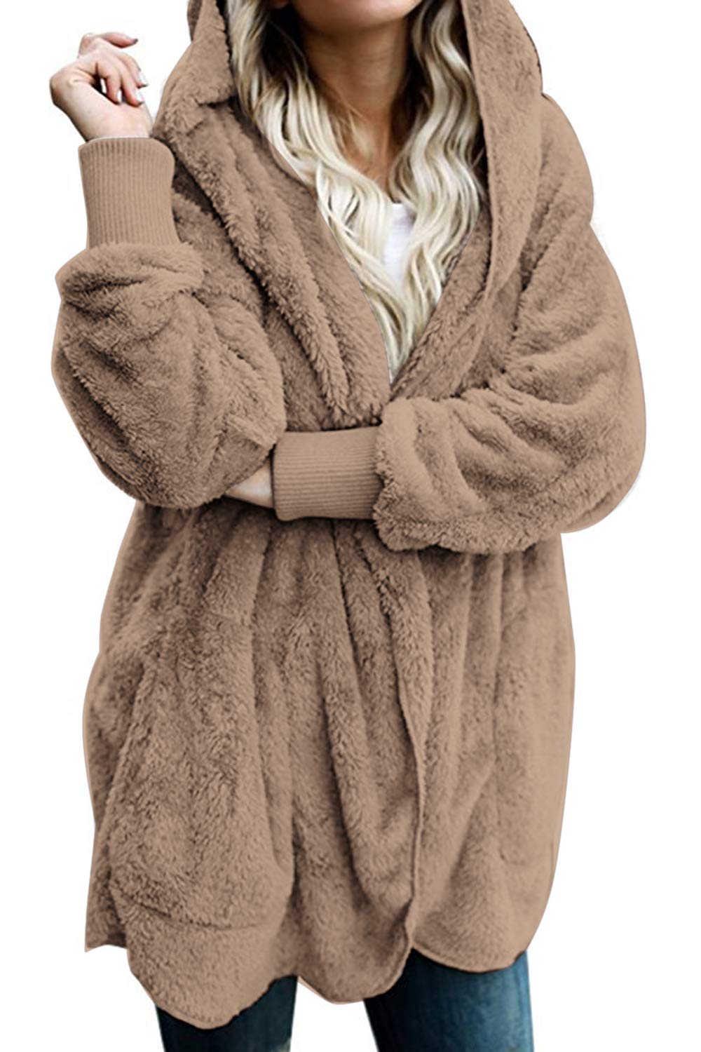 hooded fuzzy cardigan