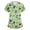 Green-B#150526NN, variant on S-5XL Plus Size Scrub Top Women Stretchy Cartoon Animal Print Women's Nurse Uniform with Pocket V Neck Short Sleeve Scrubs Top