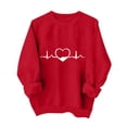 thumbnail image 2 of Women's Valentine's Crewneck Sweatshirt Sunburst Heart Print Long Sleeve Pullover for Romantic Evenings Red-6 XL, 2 of 6