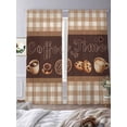 thumbnail image 3 of Coffee Time Beans Sheer Curtains 2 Panels Set Desserts Vintage Brown Plaid Farmhouses Sheer Window Curtains Light Filtering Rod Pocket Voile Drapes for Bedroom Living Room 52"X108", 3 of 8
