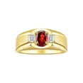thumbnail image 1 of RYLOS Men's Rings 14K Yellow Gold Classic 7X5MM Oval Gemstone & Diamond Ring Garnet January Birthstone Rings For Men, Gold Rings Size 12, 1 of 7