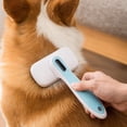 thumbnail image 5 of Cepillo autolimpiante para el cuidado de perros y gatos, peine para eliminar el pelo suelto y el subpelo muerto, para pelo corto y largo, puntas redondeadas (azul)., 5 of 5