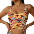 thumbnail image 1 of Balery Japanese Style Fish Scales Sujetadores deportivos con espalda cruzada para mujer, acolchados, sin costuras, de alto impacto, ideales para yoga, gimnasio, entrenamiento y fitness.-XX-Large, 1 of 8