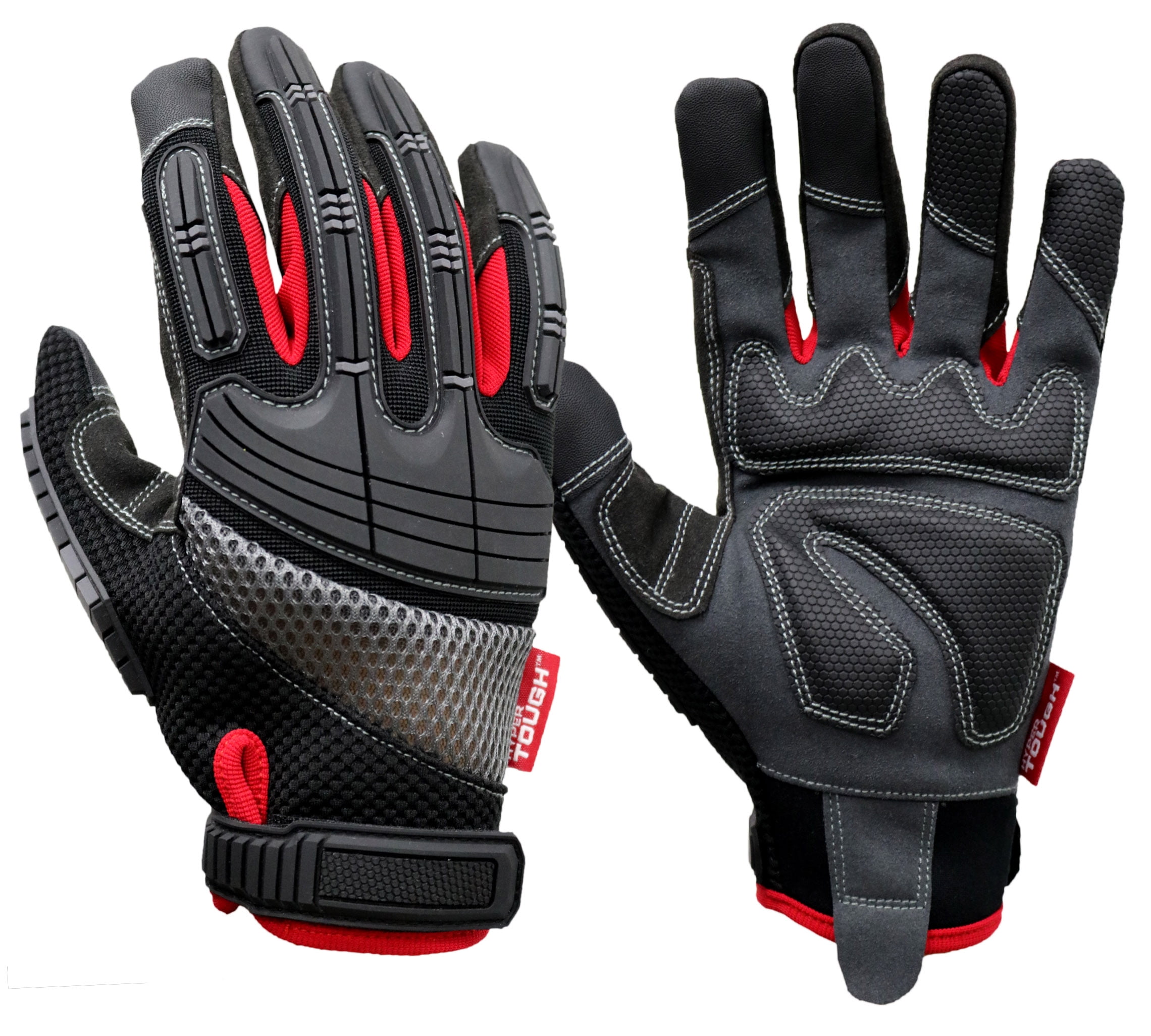 Hyper Tough High Performance Black Synthetic Leather Mechanic Gloves