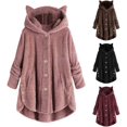 thumbnail image 2 of Xishao - Abrigos para mujer, color sólido, manga larga, forro polar sintético, diseño de orejas de gato, con capucha, botones, chamarra suelta, para invierno, esquí, rosa, talla XXL Xishao ropa, 2 of 2