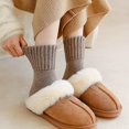 thumbnail image 5 of 5 Pairs Women's Solid Mid-calf Socks, Scrunch Socks Knit Mid Calf Rib Tube Scrunchy Slouchy Retro Trendy Crew Socks, Winter Thicker Boots Socks Thick Warm Cozy, 5 of 7