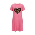 thumbnail image 5 of VgaVtl Sleepshirt for Women Pink Short Sleeve Womens Sleepwear Plus Size Loose Cute Leopard Print Heart-shaped Nightgowns, 5 of 6