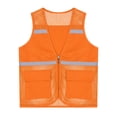 thumbnail image 5 of TiaoBug Child High Visibility Safety Vests with Zipper Front Reflective Mesh Work Construction Safety Vest Orange 9-10, 5 of 7