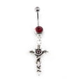 thumbnail image 1 of Belly Button Ring with Vintage Sword Dangle Design and Red Cubic Zirconia Gems, 1 of 6