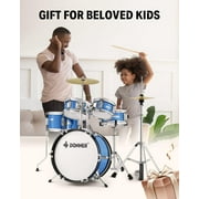 Donner Kids Size Drums Sets 14 5-Piece Complete Drum Kit for Child Beginners, Percussion Musical Toy, Metallic Blue