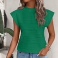 thumbnail image 2 of T Shirts For Women Womens Tops Short Sleeved Half High Collar Textured Wavy Solid Color Top T Shirt, 2 of 7