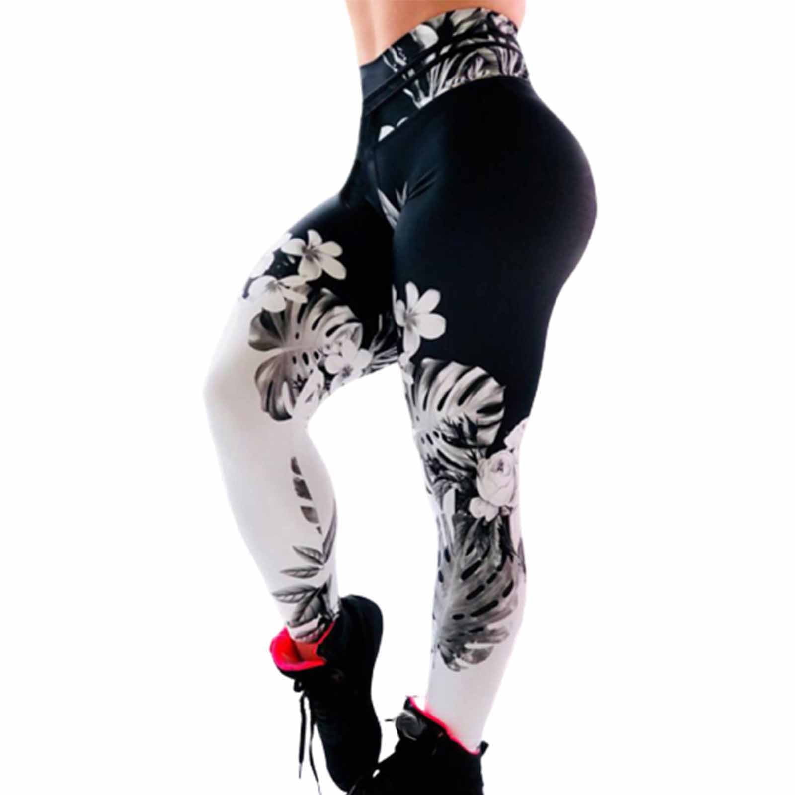 Womens Yoga Pants Ink Flower Digital Printing Dlim High Eaist Sports
