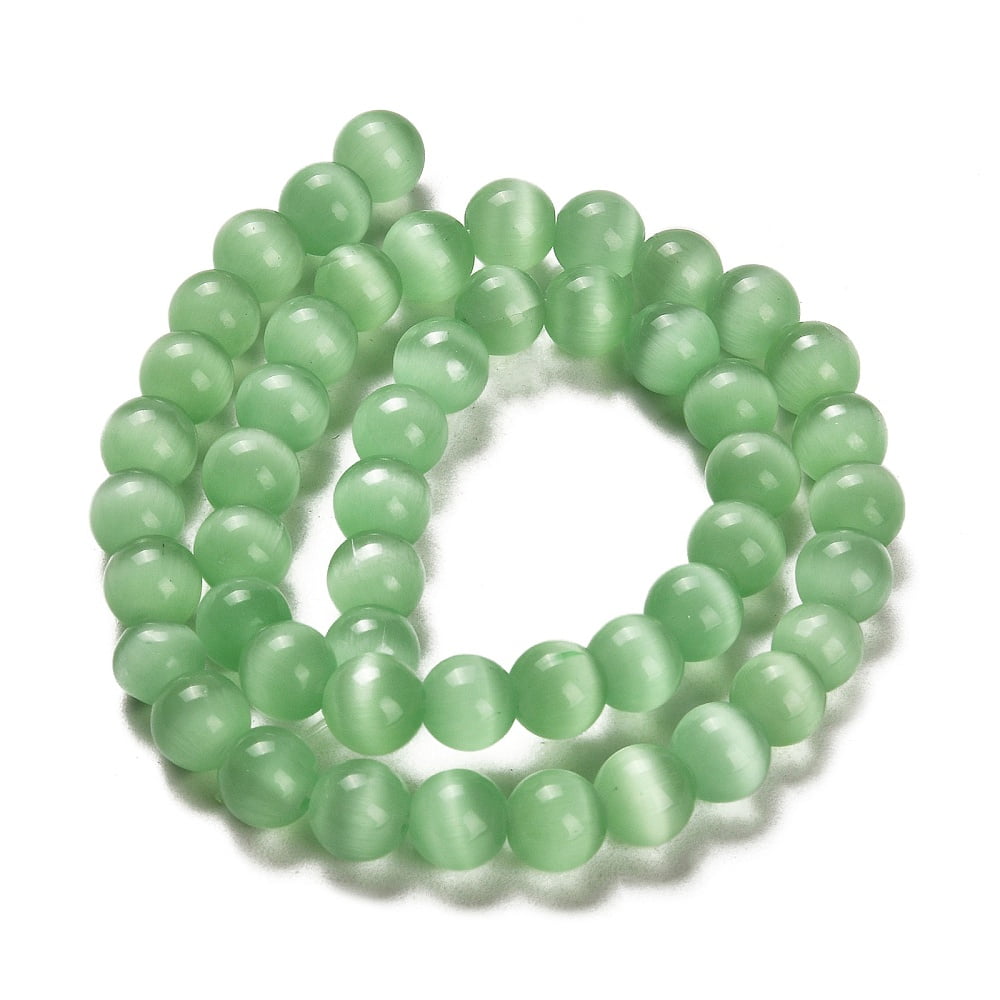 Cat Eye Beads Round Light Green 8mm Hole: 1mm 14~14.5 inch/strand 48~50pcs/strand