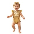 thumbnail image 3 of Hansber 2Pcs Metallic Outfit for Baby Girls Sparkly Romper Toddlers Birthday Party Fancy Dress Up Gold 18-24M, 3 of 7