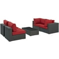 thumbnail image 4 of Modway Sojourn 5 Piece Outdoor Patio Sunbrella® Sectional Set in Canvas Red, 4 of 5