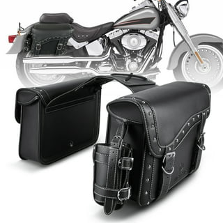 KEMIMOTO Synthetic Leather Motorcycle Saddlebags, Universal Motorcycle  Throw Over Saddle Bags Compatible with Sportster, Dyna Softail Touring  Models