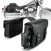 NICECNC Large Quick Detach Motorcycles Leather Saddlebags Black 35L Throw Over Saddle Bag for Harley Davidson