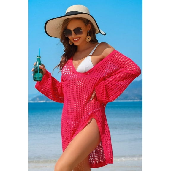 Crochet Side Split Beach Coverups Swimwear Dress