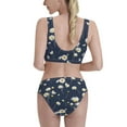 thumbnail image 3 of Fotbe Daisies Flowers Women's High Waisted Bikini Tankini Sets Two Piece Bathing Suits High Cut Scoop Neck Swimsuit-XX-Large, 3 of 8