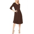 thumbnail image 2 of Women's Plus Size Round Neck 3/4 Sleeves Solid A-Line Midi Dress, 2 of 4