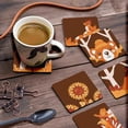 thumbnail image 3 of Inkdotpot Set of 6 Drink Coasters DecorativeNon-SlipCork Base4-inch Square PrintedCoastersEasy Clean, Autumn, 3 of 8