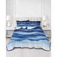 thumbnail image 3 of Navy Blue Ombre Full Size Down Alternative Comforter, Lightweight Comforter Quilt Bedding Set with Pillow Shams Modern Moire Abstract Art Luxury All Seasons Bed Comforter Duvet Insert 78"x90", 3 of 7