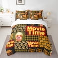 thumbnail image 2 of jejeloiu Movie Time 7 Pieces Bedding Comforter Set,Vintage Cinema Ticket Full Bedding Set,Yellow Popcorn Fitted Sheet Flat Sheet For Girls Boys,Luxury Bedroom Decor Reversible, 2 of 8