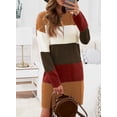 thumbnail image 5 of Asyoly Women Winter Knit Sweater Mini Dress Color Block Sweater Jumper Dress, 5 of 7