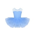 thumbnail image 3 of YEAHDOR Kids Girls Ballet Dance Dress Mesh Splice U-Shape Back Gymnastics Leotard Tutu Dress Light Blue 6, 3 of 7