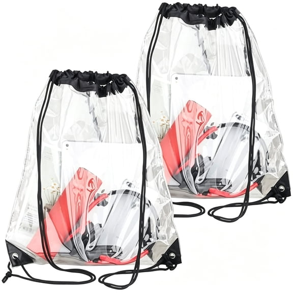 GASTROPOD 2 Pieces Clear Drawstring Bags,Waterproof Small Clear Bag for Stadium Colleges Sport Event Work Concert Security Approved,Clear Backpack for Stadium Events