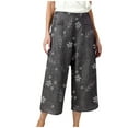 thumbnail image 1 of IROINNID $ Pants For Women Comfort Waist Summer Casual Floral High Waist Straight Cropped Pants Print Capri, 1 of 8