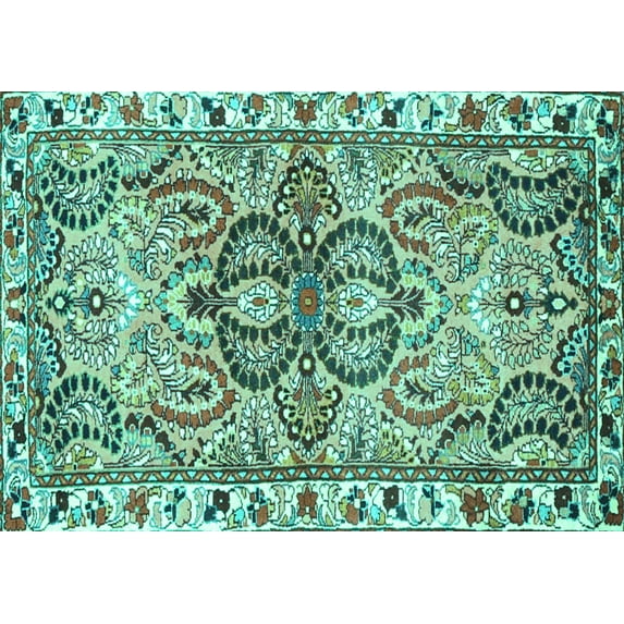 Ahgly Company Indoor Rectangle Persian Turquoise Blue Traditional Area Rugs, 8' x 10'