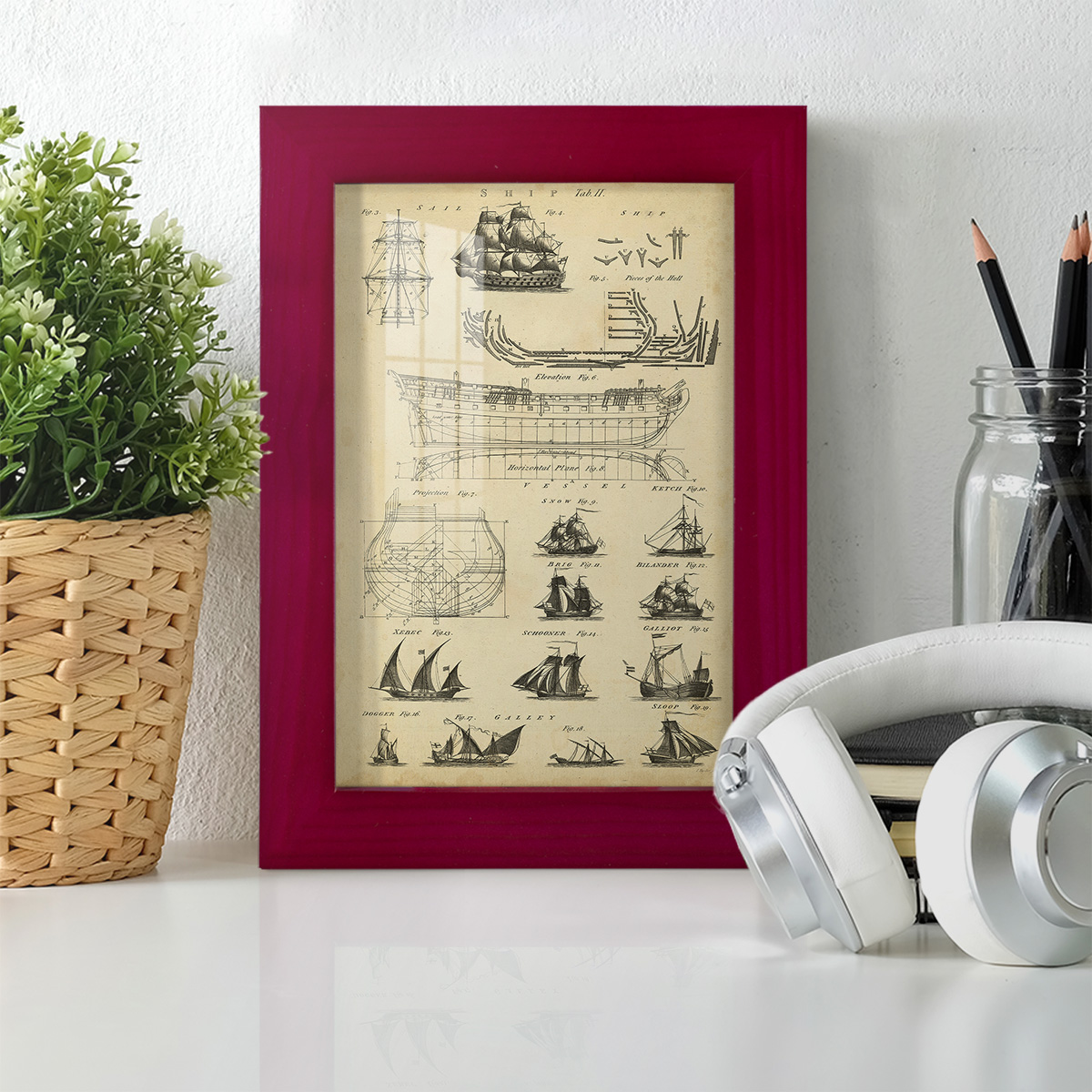 Encyclopediae I -Framed Print w/glass-Cherry Red