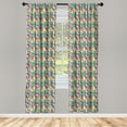 thumbnail image 3 of Ambesonne Floral Curtains, Violet Flowers Leaves Art, Pair of 28"x84", Pale Fuchsia and Jade Green, 3 of 5