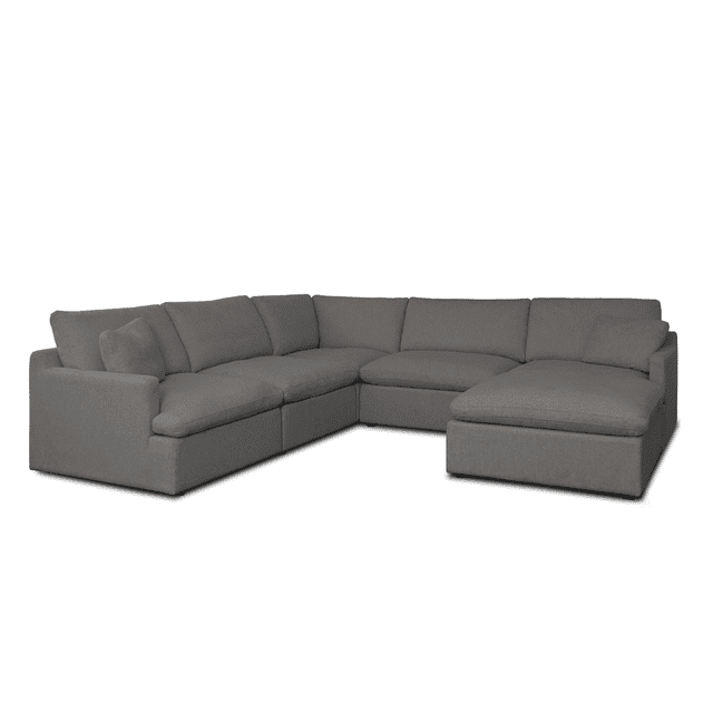 Urban Cali Long Beach Modular Corner Sectional Sofa with Ottoman (Grey)